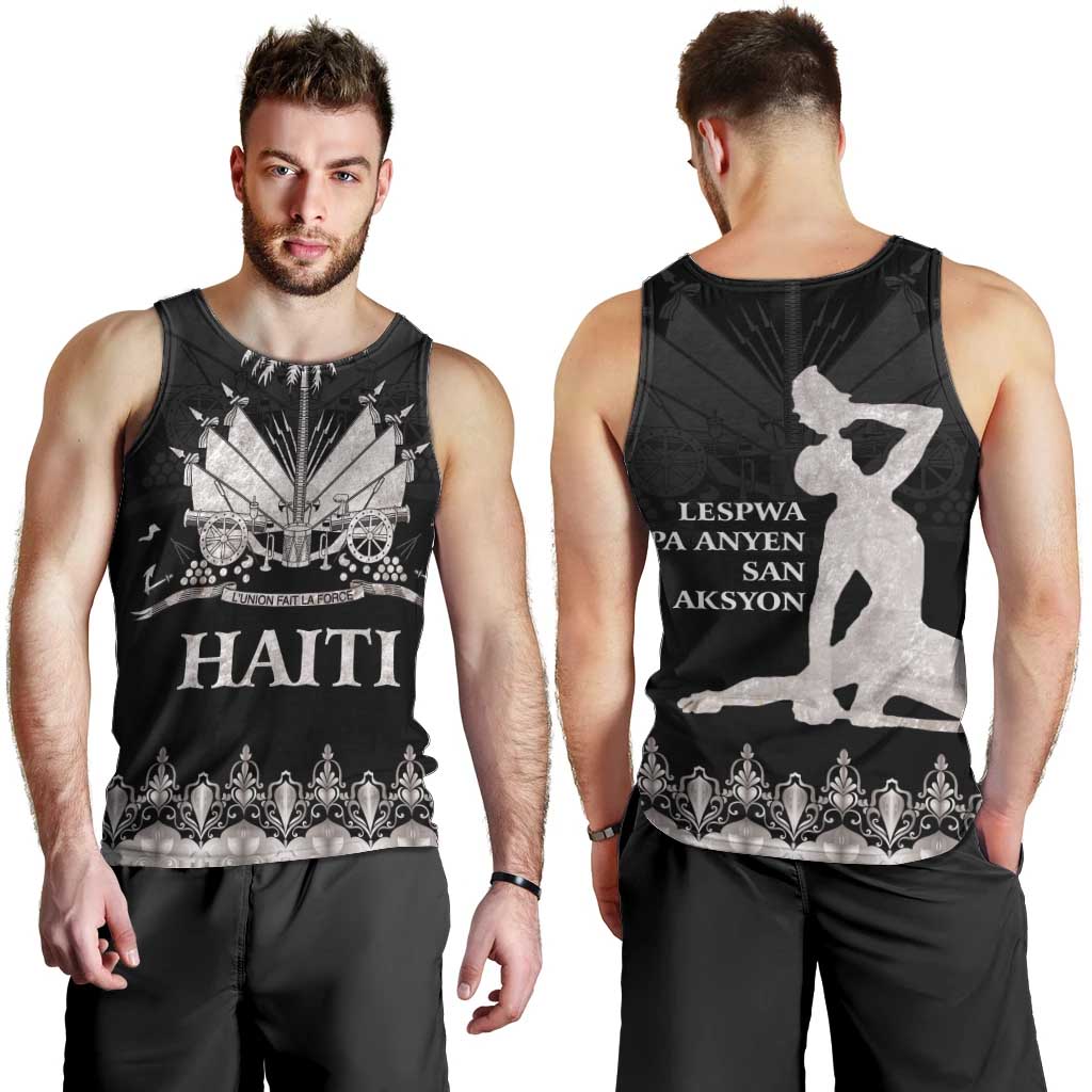 Haiti Neg Marron Silver Men Tank Top Hope is Nothing Without Action - Wonder Print Shop