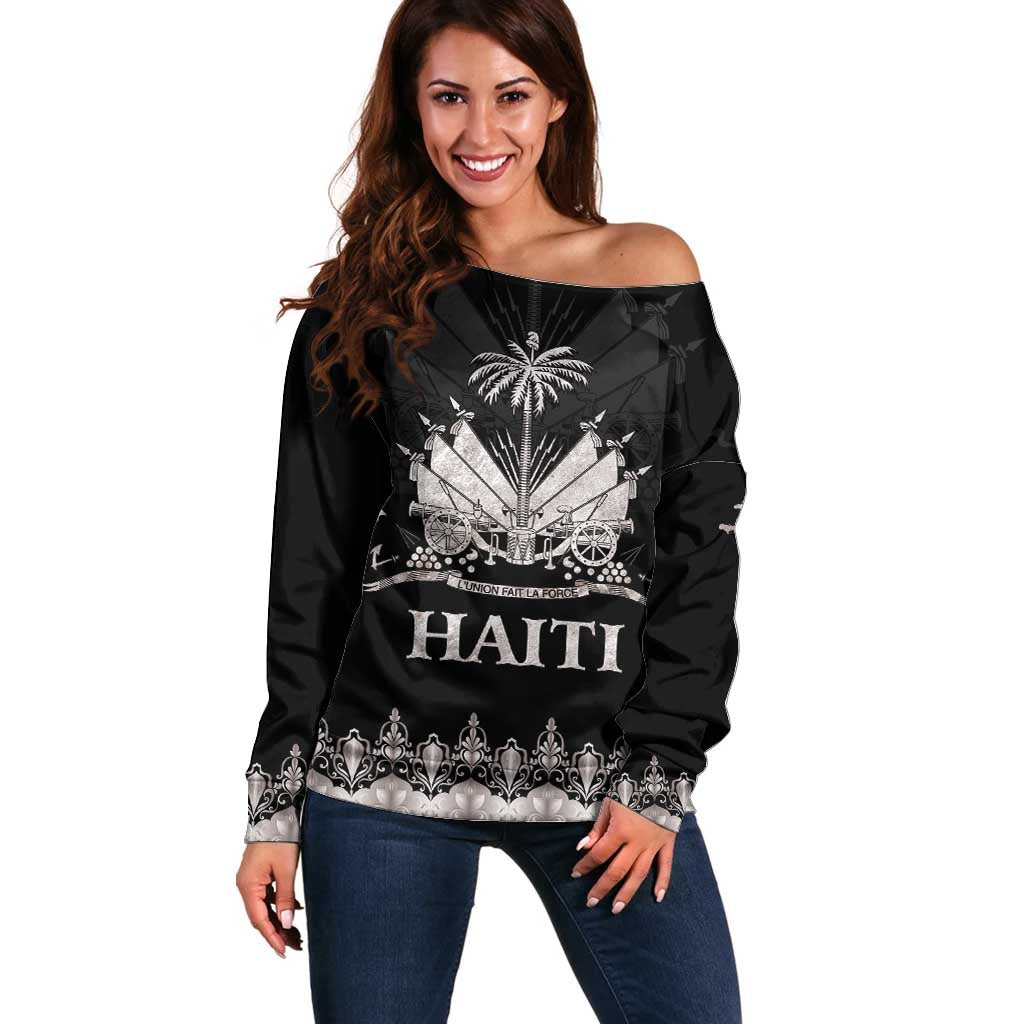 Haiti Neg Marron Silver Off Shoulder Sweater Hope is Nothing Without Action - Wonder Print Shop