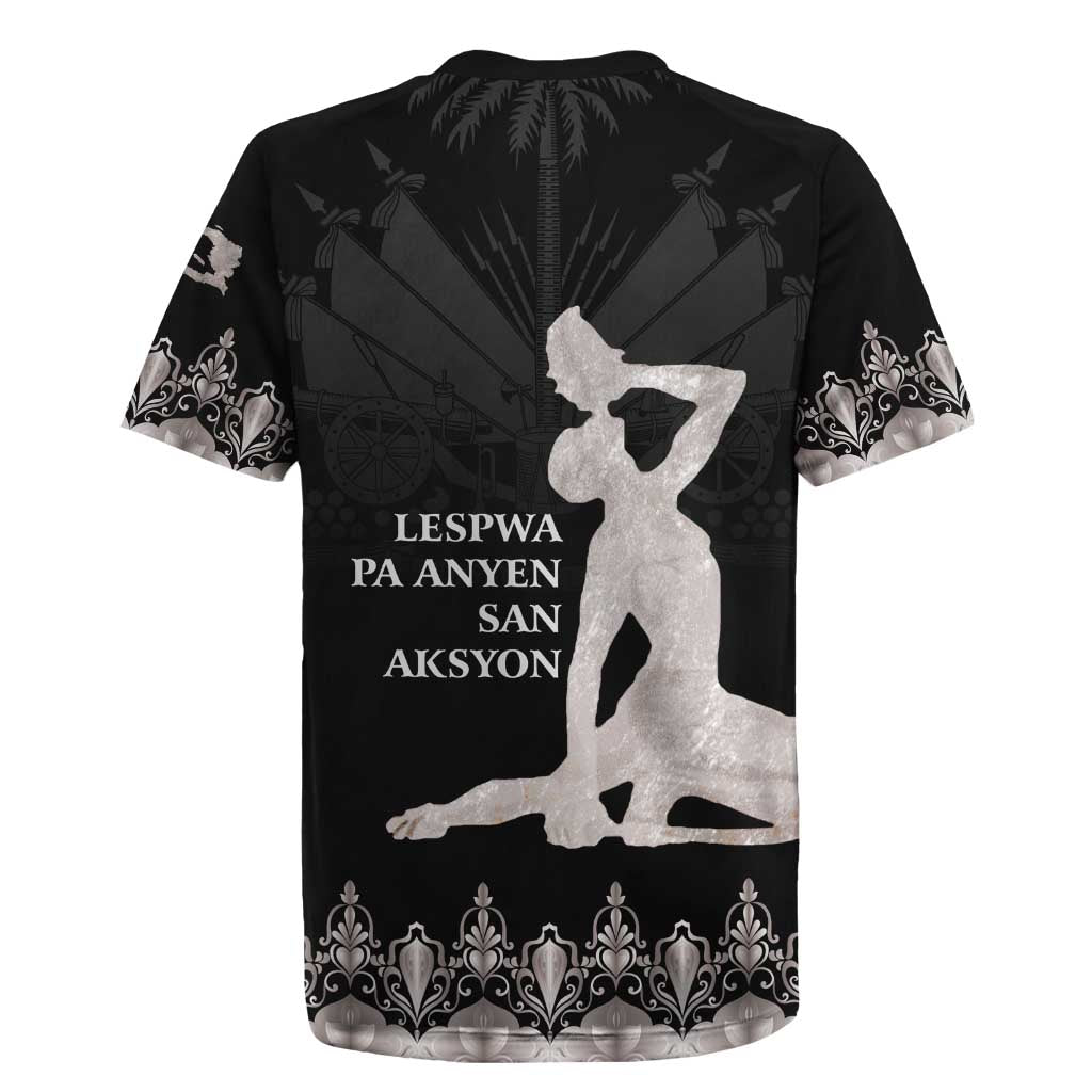 Haiti Neg Marron Silver Rugby Jersey Hope is Nothing Without Action - Wonder Print Shop