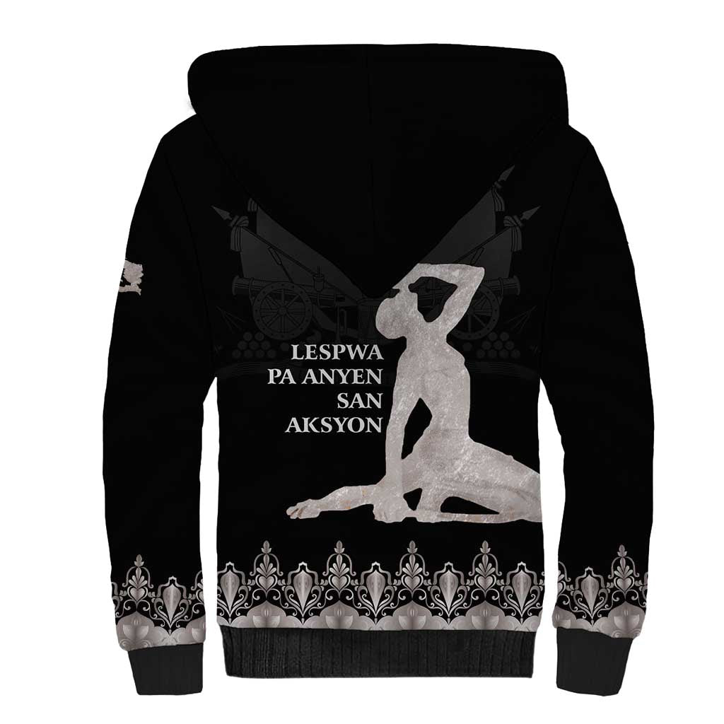 Haiti Neg Marron Silver Sherpa Hoodie Hope is Nothing Without Action - Wonder Print Shop