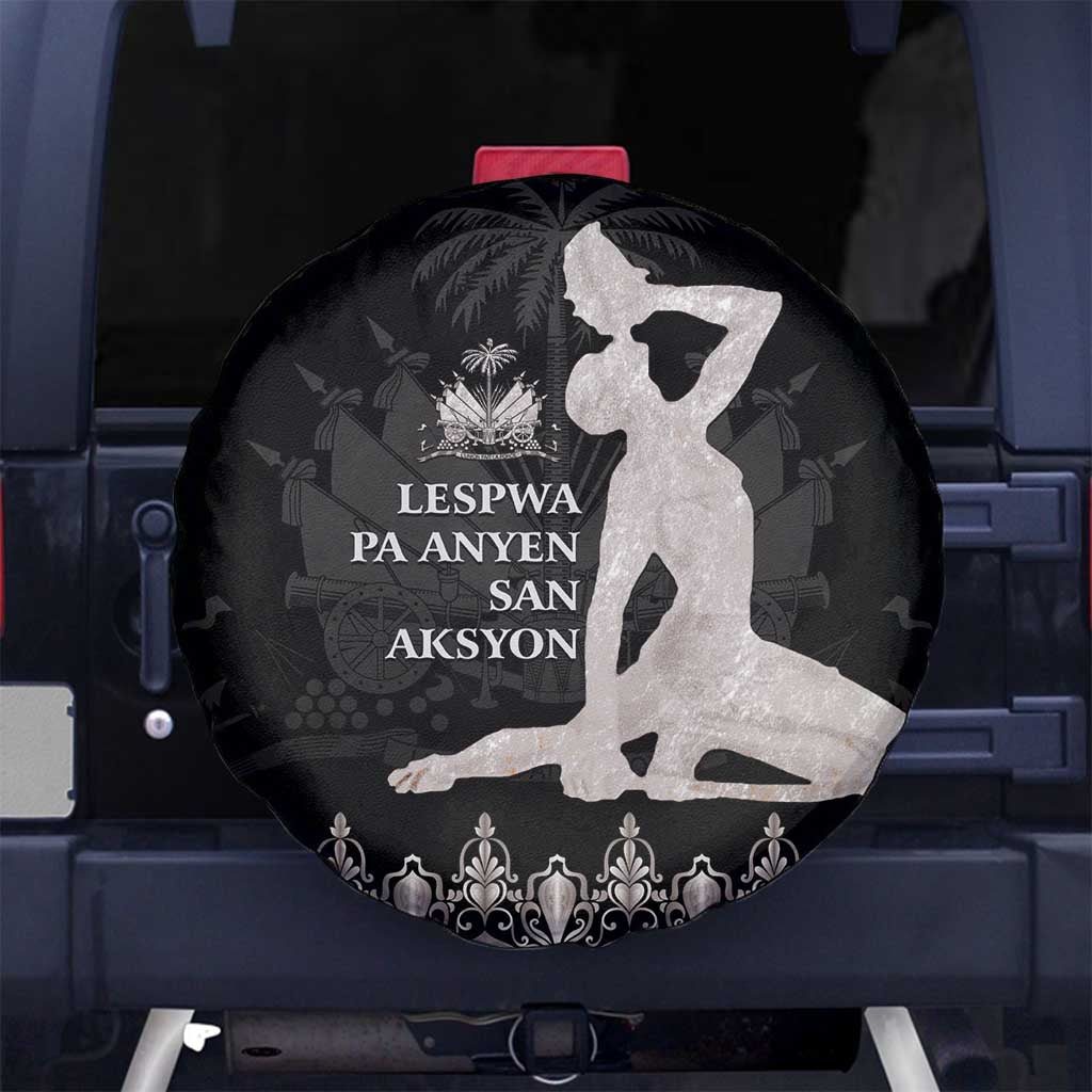 Haiti Neg Marron Silver Spare Tire Cover Hope is Nothing Without Action - Wonder Print Shop