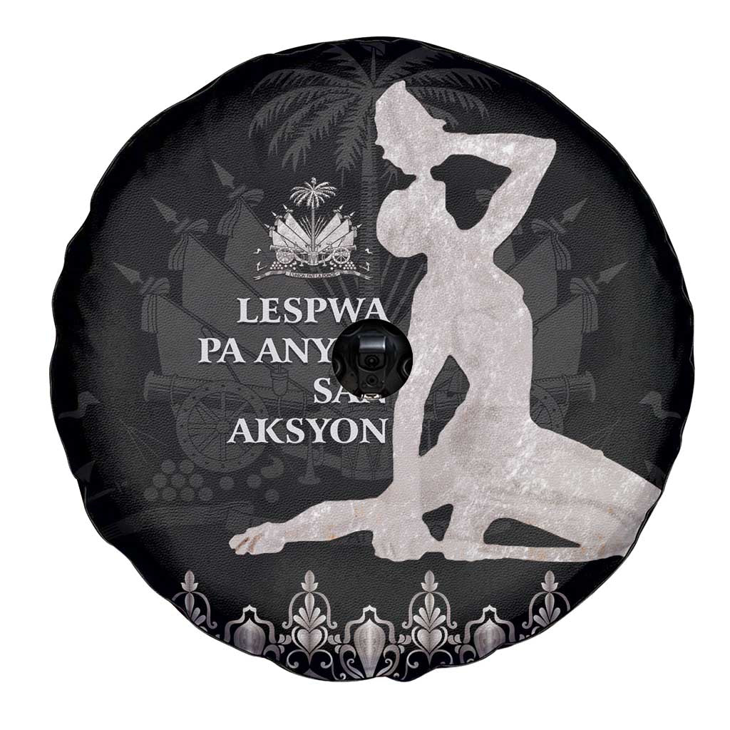 Haiti Neg Marron Silver Spare Tire Cover Hope is Nothing Without Action - Wonder Print Shop