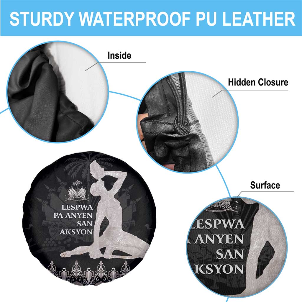 Haiti Neg Marron Silver Spare Tire Cover Hope is Nothing Without Action - Wonder Print Shop