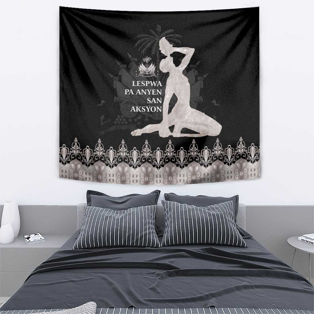 Haiti Neg Marron Silver Tapestry Hope is Nothing Without Action - Wonder Print Shop