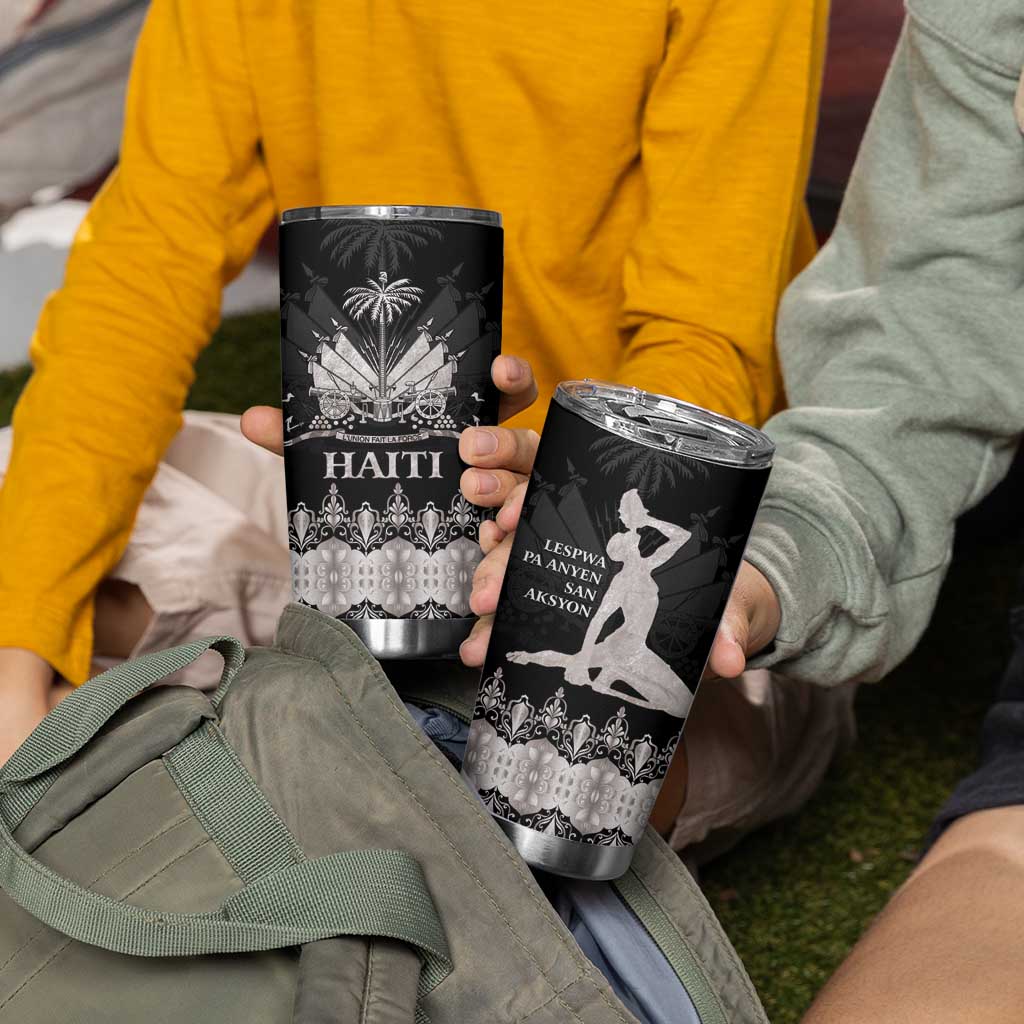 Haiti Neg Marron Silver Tumbler Cup Hope is Nothing Without Action - Wonder Print Shop