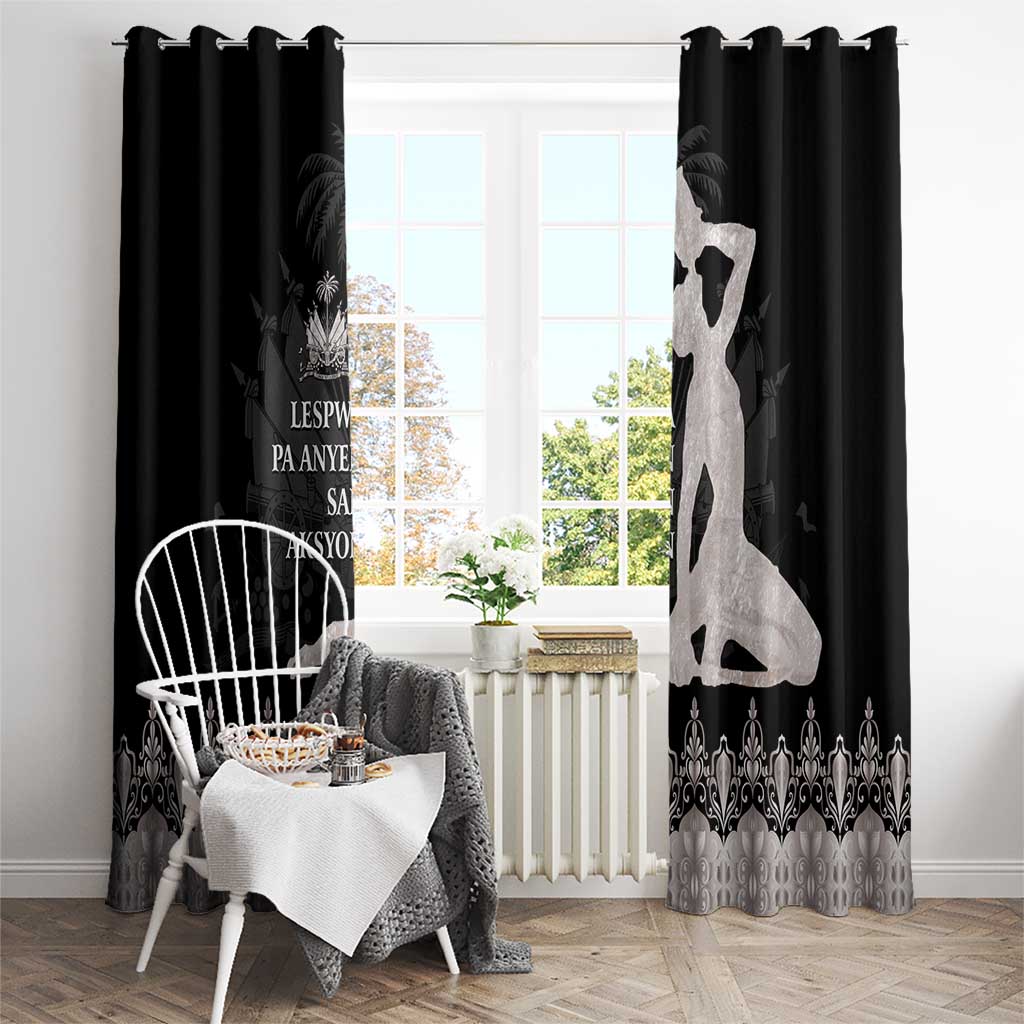 Haiti Neg Marron Silver Window Curtain Hope is Nothing Without Action - Wonder Print Shop