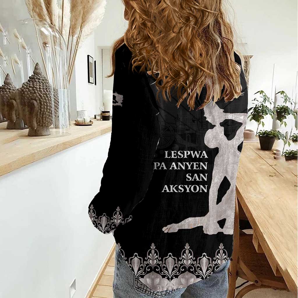 Haiti Neg Marron Silver Women Casual Shirt Hope is Nothing Without Action - Wonder Print Shop