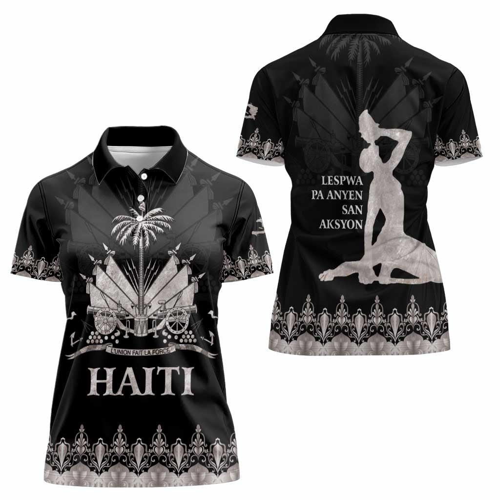 Haiti Neg Marron Silver Women Polo Shirt Hope is Nothing Without Action - Wonder Print Shop