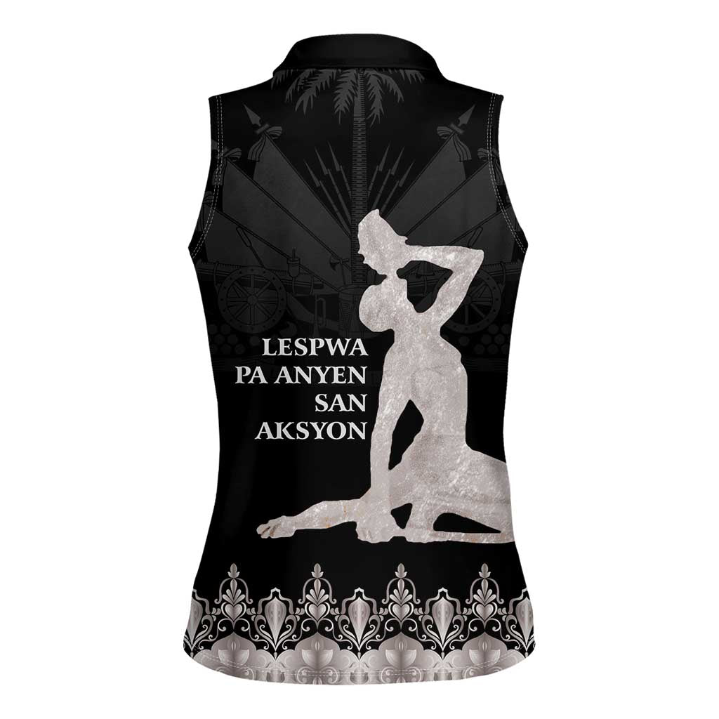 Haiti Neg Marron Silver Women Sleeveless Polo Shirt Hope is Nothing Without Action - Wonder Print Shop