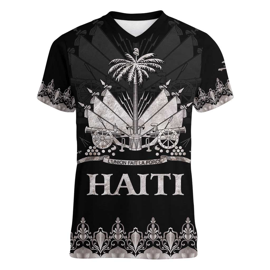 Haiti Neg Marron Silver Women V-Neck T-Shirt Hope is Nothing Without Action - Wonder Print Shop