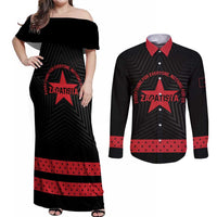 Personalized Zapatista Territories Couples Matching Off Shoulder Maxi Dress and Long Sleeve Button Shirt EZLN Everything For Everyone Nothing For Us - Wonder Print Shop