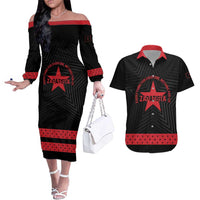 Personalized Zapatista Territories Couples Matching Off The Shoulder Long Sleeve Dress and Hawaiian Shirt EZLN Everything For Everyone Nothing For Us - Wonder Print Shop