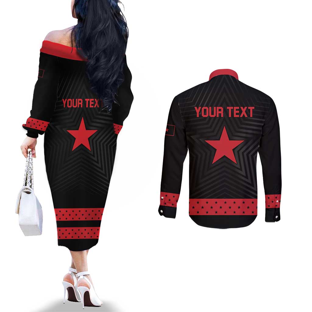 Personalized Zapatista Territories Couples Matching Off The Shoulder Long Sleeve Dress and Long Sleeve Button Shirt EZLN Everything For Everyone Nothing For Us - Wonder Print Shop