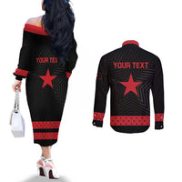 Personalized Zapatista Territories Couples Matching Off The Shoulder Long Sleeve Dress and Long Sleeve Button Shirt EZLN Everything For Everyone Nothing For Us - Wonder Print Shop