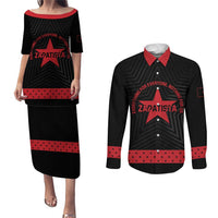 Personalized Zapatista Territories Couples Matching Puletasi and Long Sleeve Button Shirt EZLN Everything For Everyone Nothing For Us - Wonder Print Shop