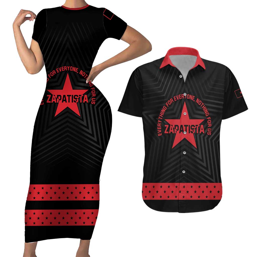 Personalized Zapatista Territories Couples Matching Short Sleeve Bodycon Dress and Hawaiian Shirt EZLN Everything For Everyone Nothing For Us - Wonder Print Shop