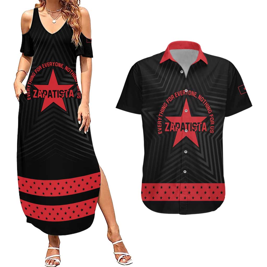 Personalized Zapatista Territories Couples Matching Summer Maxi Dress and Hawaiian Shirt EZLN Everything For Everyone Nothing For Us - Wonder Print Shop
