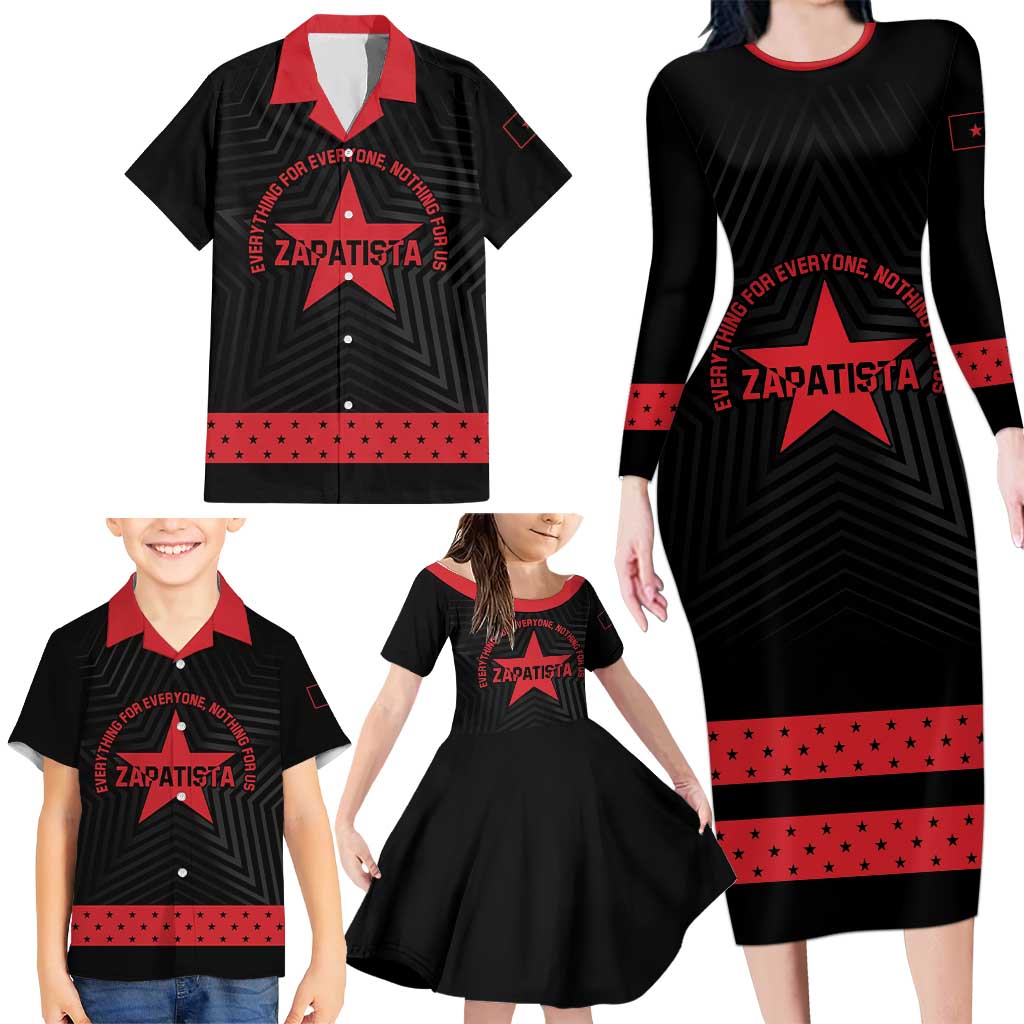 Personalized Zapatista Territories Family Matching Long Sleeve Bodycon Dress and Hawaiian Shirt EZLN Everything For Everyone Nothing For Us - Wonder Print Shop