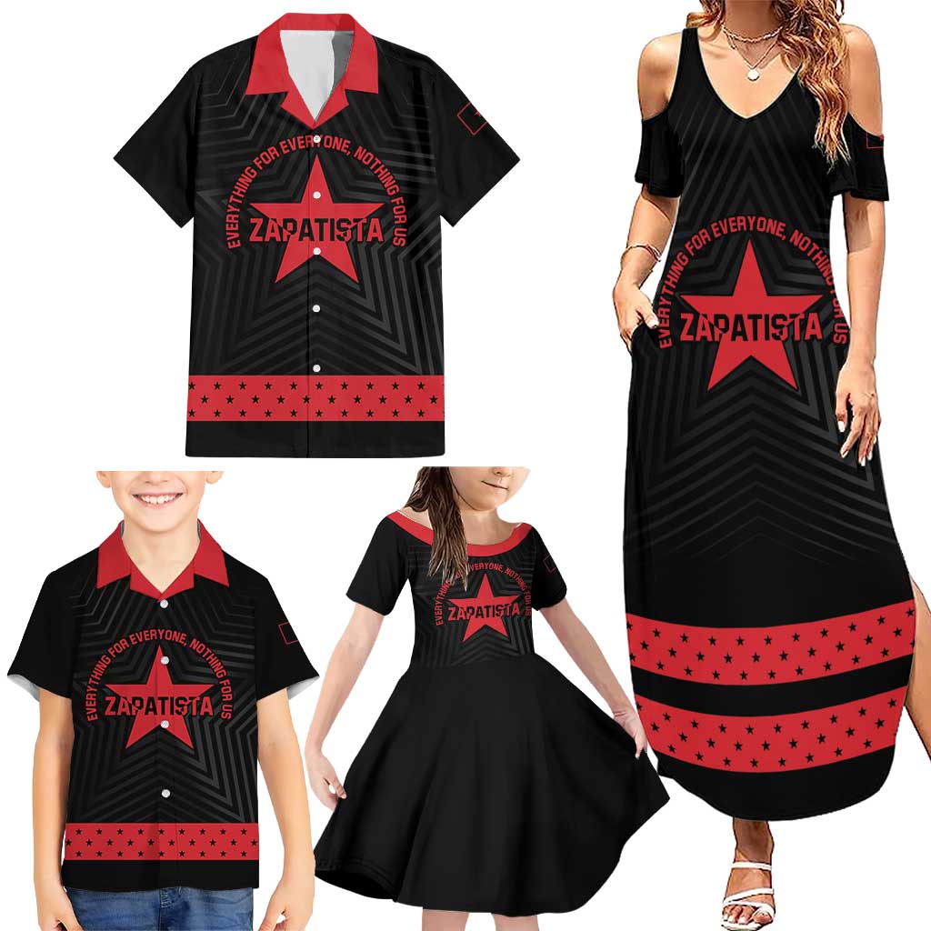 Personalized Zapatista Territories Family Matching Summer Maxi Dress and Hawaiian Shirt EZLN Everything For Everyone Nothing For Us - Wonder Print Shop