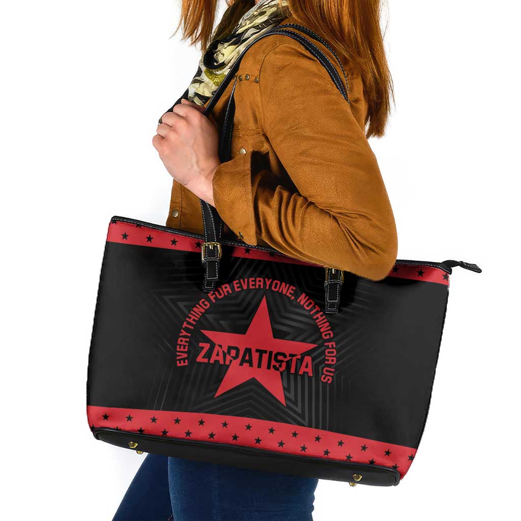 Zapatista Territories Leather Tote Bag EZLN Everything For Everyone Nothing For Us - Wonder Print Shop