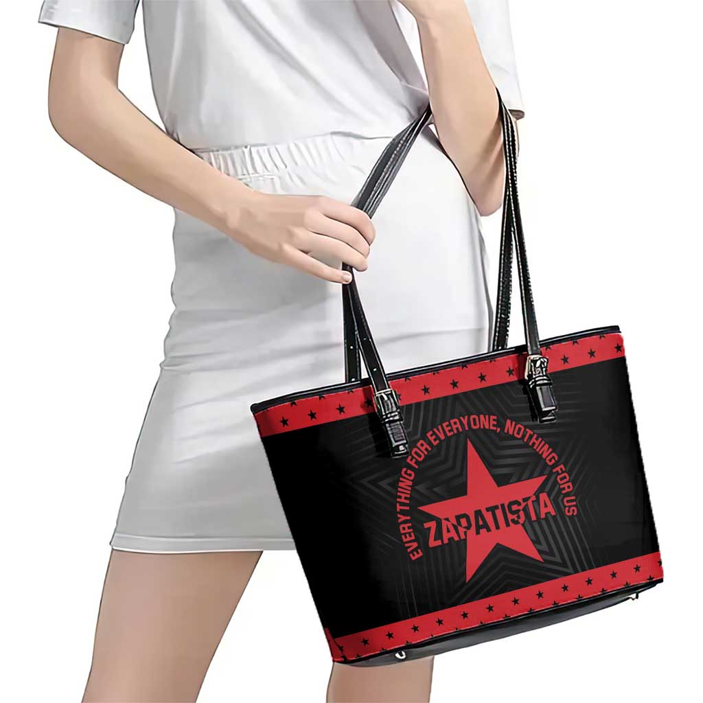 Zapatista Territories Leather Tote Bag EZLN Everything For Everyone Nothing For Us - Wonder Print Shop