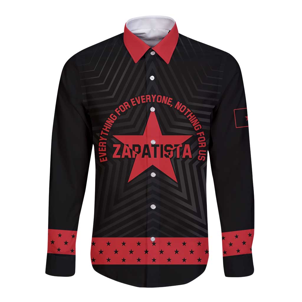 Personalized Zapatista Territories Long Sleeve Button Shirt EZLN Everything For Everyone Nothing For Us - Wonder Print Shop