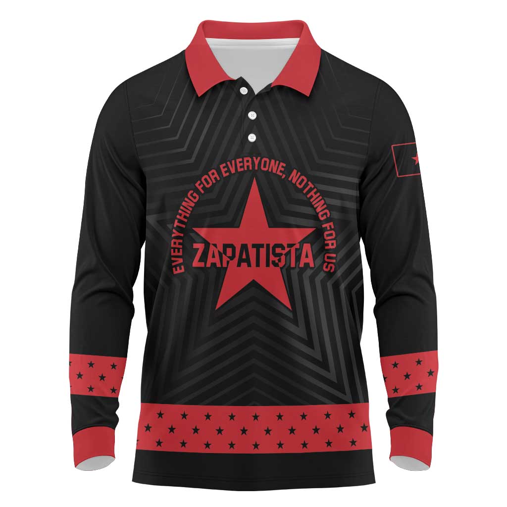 Personalized Zapatista Territories Long Sleeve Polo Shirt EZLN Everything For Everyone Nothing For Us - Wonder Print Shop