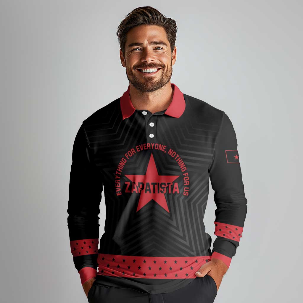 Personalized Zapatista Territories Long Sleeve Polo Shirt EZLN Everything For Everyone Nothing For Us - Wonder Print Shop
