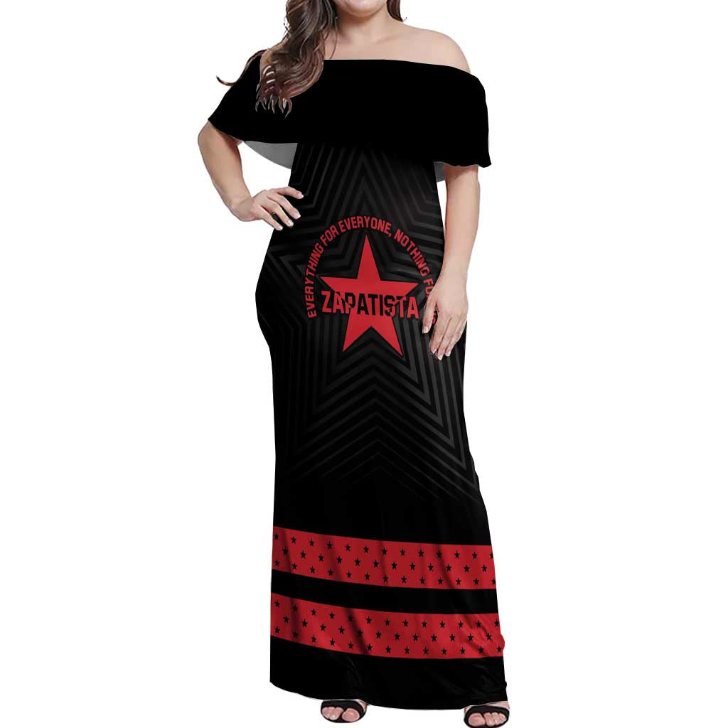 Personalized Zapatista Territories Off Shoulder Maxi Dress EZLN Everything For Everyone Nothing For Us - Wonder Print Shop