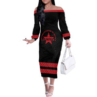 Personalized Zapatista Territories Off The Shoulder Long Sleeve Dress EZLN Everything For Everyone Nothing For Us - Wonder Print Shop