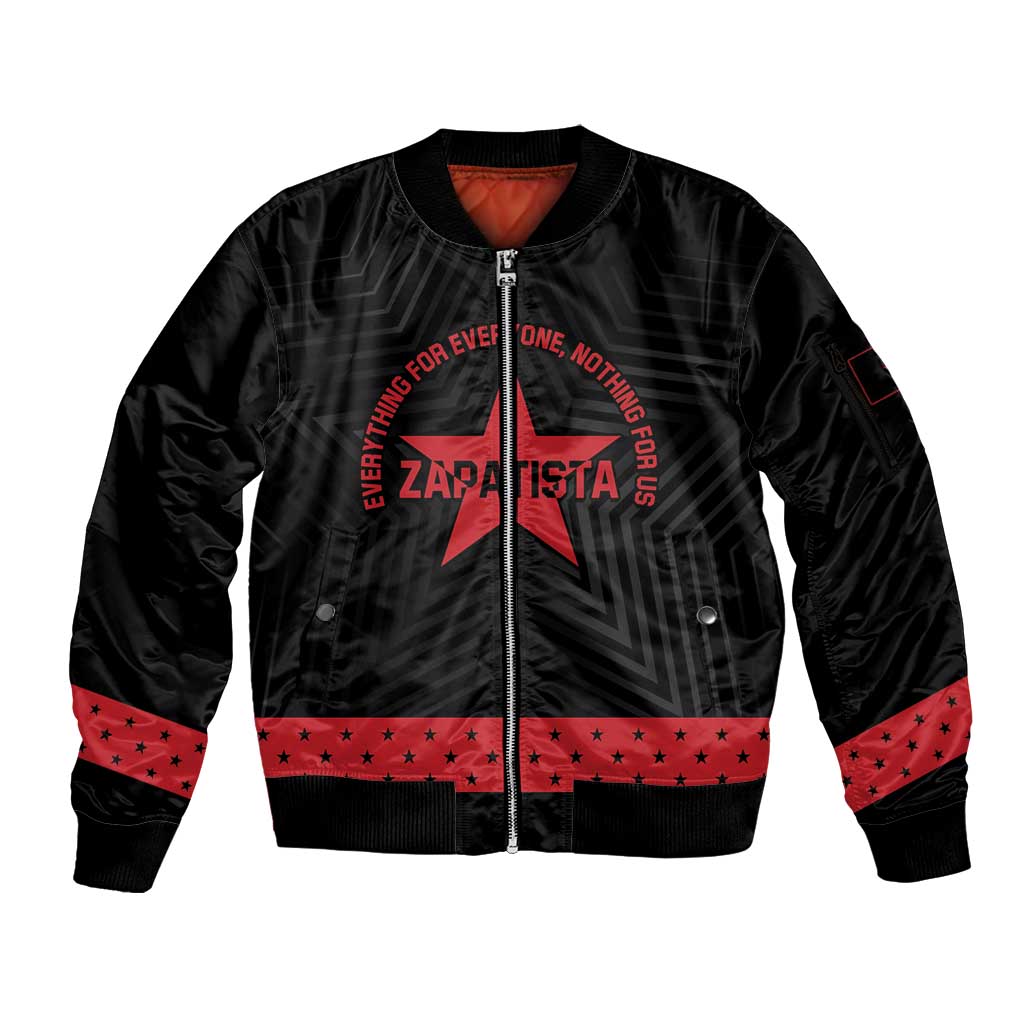 Personalized Zapatista Territories Sleeve Zip Bomber Jacket EZLN Everything For Everyone Nothing For Us - Wonder Print Shop