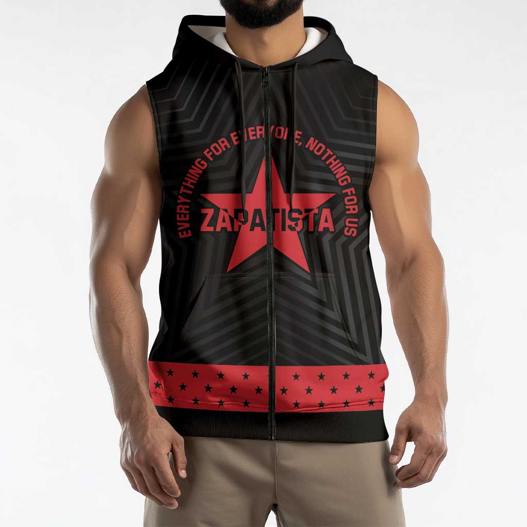 Personalized Zapatista Territories Sleeveless Zip Hoodie EZLN Everything For Everyone Nothing For Us - Wonder Print Shop