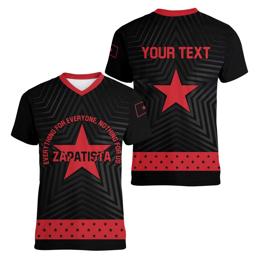 Personalized Zapatista Territories Women V-Neck T-Shirt EZLN Everything For Everyone Nothing For Us - Wonder Print Shop