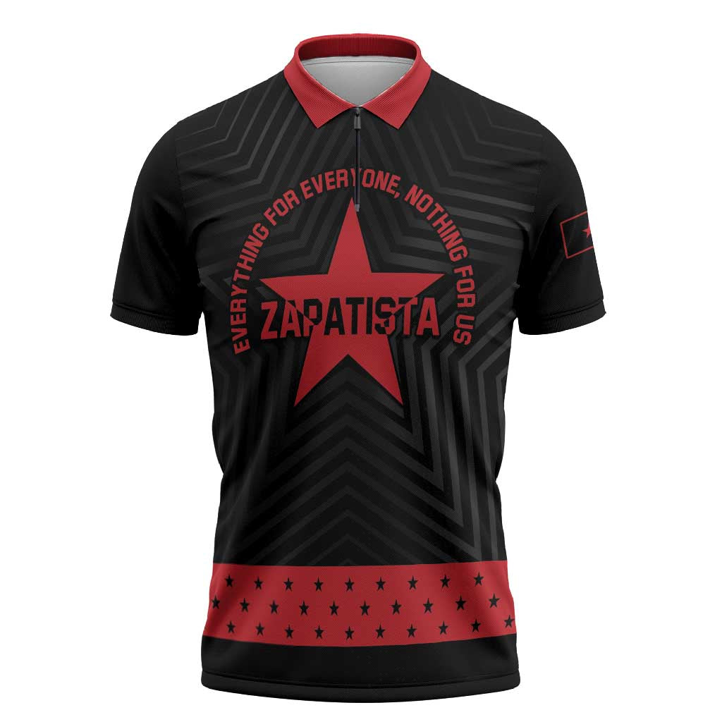 Personalized Zapatista Territories Zipper Polo Shirt EZLN Everything For Everyone Nothing For Us - Wonder Print Shop