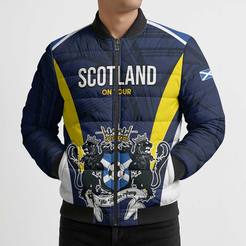Custom Football Scotland On Tour 2026 Bomber Puffer Jacket Tartan Scottish Army Be Coming - Wonder Print Shop