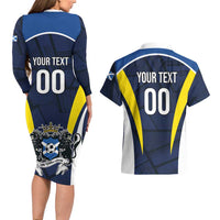 Custom Football Scotland On Tour 2026 Couples Matching Long Sleeve Bodycon Dress and Hawaiian Shirt Tartan Scottish Army Be Coming - Wonder Print Shop