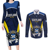 Custom Football Scotland On Tour 2026 Couples Matching Long Sleeve Bodycon Dress and Long Sleeve Button Shirt Tartan Scottish Army Be Coming - Wonder Print Shop