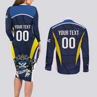 Custom Football Scotland On Tour 2026 Couples Matching Long Sleeve Bodycon Dress and Long Sleeve Button Shirt Tartan Scottish Army Be Coming - Wonder Print Shop
