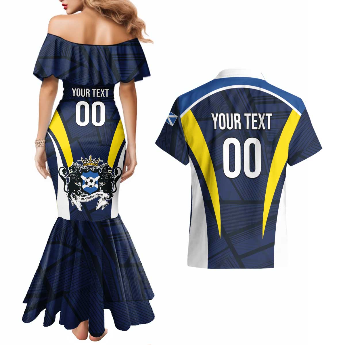 Custom Football Scotland On Tour 2026 Couples Matching Mermaid Dress and Hawaiian Shirt Tartan Scottish Army Be Coming - Wonder Print Shop
