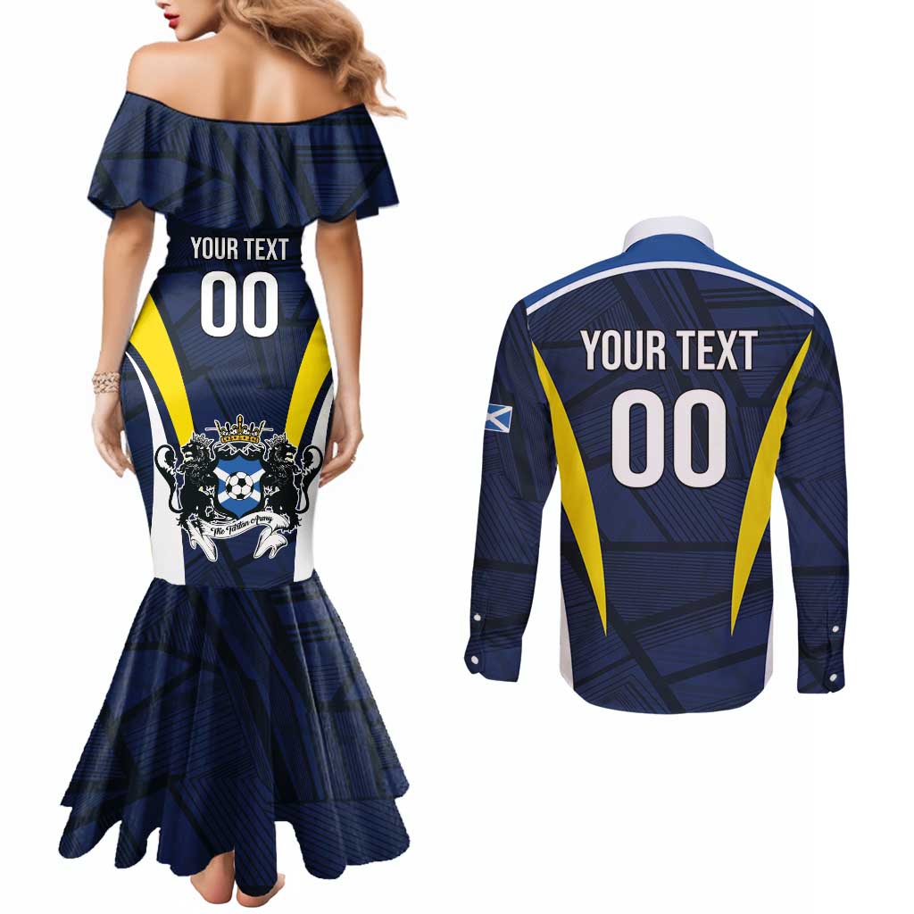 Custom Football Scotland On Tour 2026 Couples Matching Mermaid Dress and Long Sleeve Button Shirt Tartan Scottish Army Be Coming - Wonder Print Shop