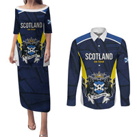 Custom Football Scotland On Tour 2026 Couples Matching Puletasi and Long Sleeve Button Shirt Tartan Scottish Army Be Coming - Wonder Print Shop