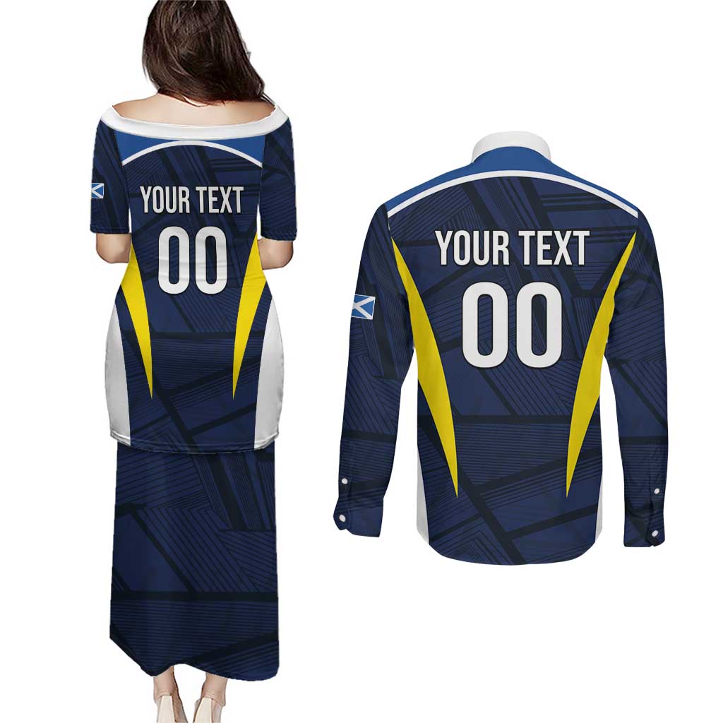 Custom Football Scotland On Tour 2026 Couples Matching Puletasi and Long Sleeve Button Shirt Tartan Scottish Army Be Coming - Wonder Print Shop
