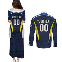 Custom Football Scotland On Tour 2026 Couples Matching Puletasi and Long Sleeve Button Shirt Tartan Scottish Army Be Coming - Wonder Print Shop