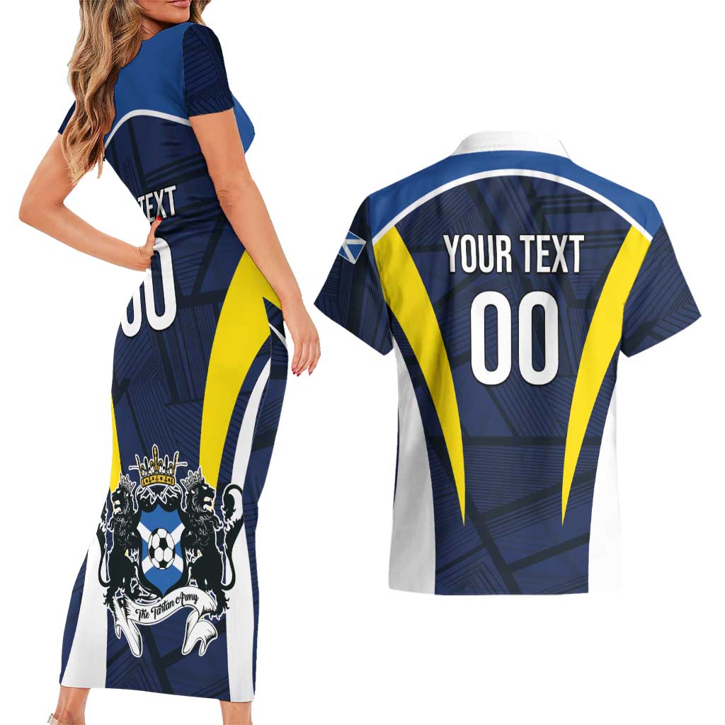Custom Football Scotland On Tour 2026 Couples Matching Short Sleeve Bodycon Dress and Hawaiian Shirt Tartan Scottish Army Be Coming - Wonder Print Shop