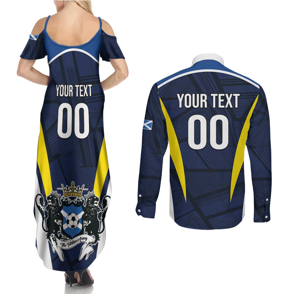Custom Football Scotland On Tour 2026 Couples Matching Summer Maxi Dress and Long Sleeve Button Shirt Tartan Scottish Army Be Coming - Wonder Print Shop