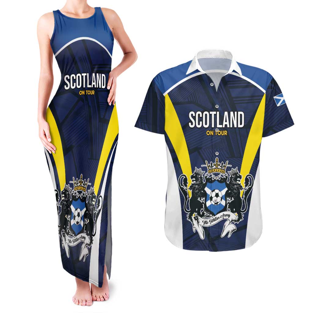 Custom Football Scotland On Tour 2026 Couples Matching Tank Maxi Dress and Hawaiian Shirt Tartan Scottish Army Be Coming - Wonder Print Shop