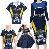 Custom Football Scotland On Tour 2026 Family Matching Long Sleeve Bodycon Dress and Hawaiian Shirt Tartan Scottish Army Be Coming - Wonder Print Shop