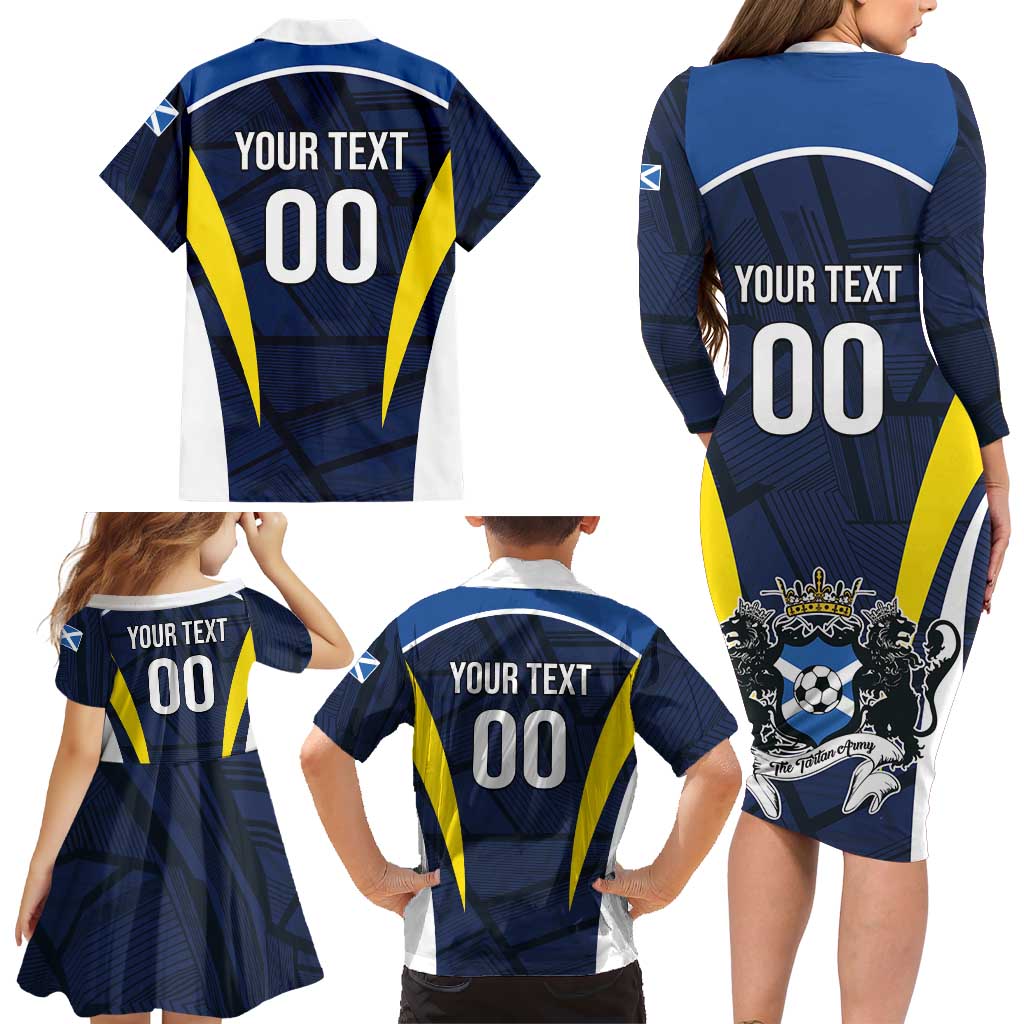 Custom Football Scotland On Tour 2026 Family Matching Long Sleeve Bodycon Dress and Hawaiian Shirt Tartan Scottish Army Be Coming - Wonder Print Shop