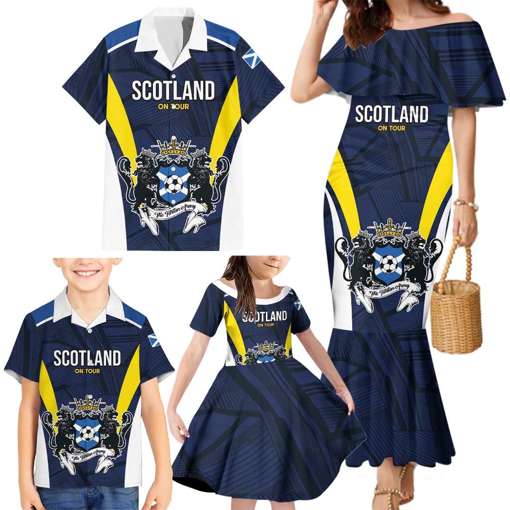 Custom Football Scotland On Tour 2026 Family Matching Mermaid Dress and Hawaiian Shirt Tartan Scottish Army Be Coming - Wonder Print Shop