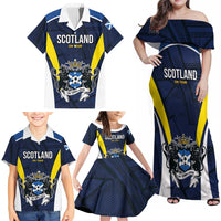 Custom Football Scotland On Tour 2026 Family Matching Off Shoulder Maxi Dress and Hawaiian Shirt Tartan Scottish Army Be Coming - Wonder Print Shop